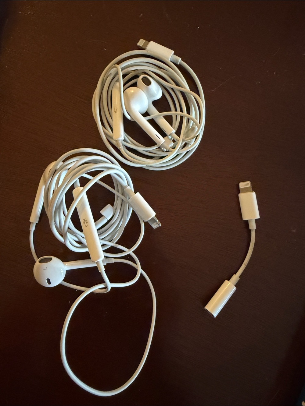 Apple White Lightning Earphones with Lightning Adapter Cable